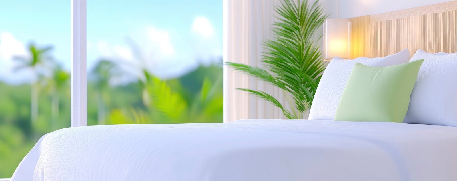 3D rendering of hotel room and bedroom.